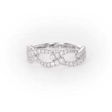 Rope Style Diamond Ring in 18ct White Gold