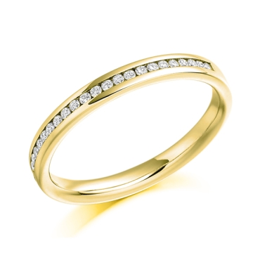 Ladies 18ct Yellow Gold Channel Set Wedding Band