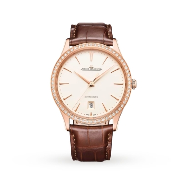 Jaeger-LeCoultreMaster Ultra Thin Date  39mm, 18k Rose Gold Dial Brown Leather Strap