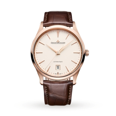Jaeger-LeCoultre Master Ultra Thin Date  39mm EggShell Dial Brown Leather Strap