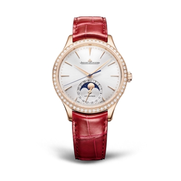 Jaeger-LeCoultre Master Ultra Thin Moon Rose Gold with Diamonds Red Alligator Leather Strap