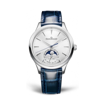 Jaeger-LeCoultre Master Ultra Thin  Moon 34mm, Silver Dial Blue Leather Strap
