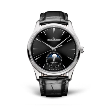 Jaeger-LeCoultre Master Ultra Thin Moon  39mm, Black Dial Black Leather Strap
