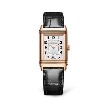 Jaeger-LeCoultre Reverso Classic  Medium Thin, Silver Dial Black Leather Strap