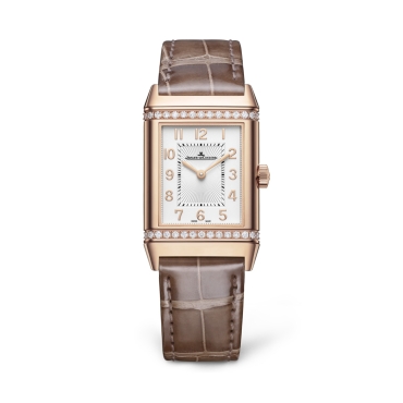Jaeger-LeCoultre Reverso Classic Duetto Rose Gold with Diamonds Brown Leather Strap