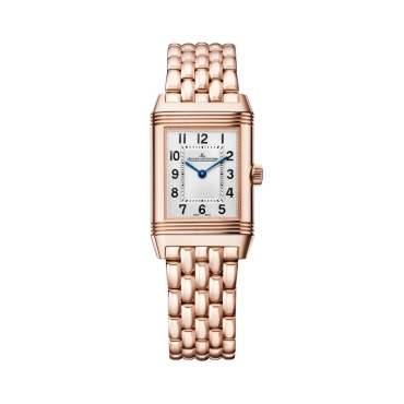 Jaeger-LeCoultre Reverso Classic  Small Duetto, Silver Dial 18k Rose Gold Strap