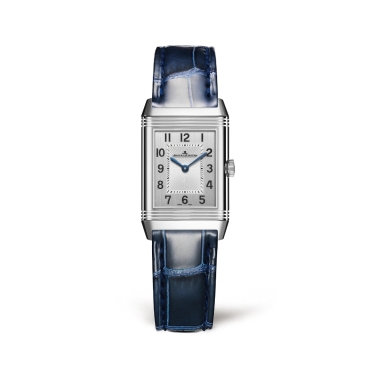 Jaeger-LeCoultre Reverso Classic Small Duetto Silver Dial Blue Leather Strap