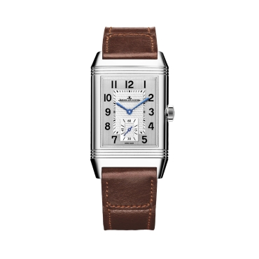 Jaeger-LeCoultre Reverso Classic Large  Duoface Small Seconds, Silver Dial Brown Leather Strap