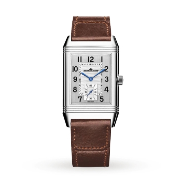 Jaeger-LeCoultre Reverso Classic Large  Small Seconds,  Silver Dial Brown Leather Strap