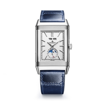Jaeger-LeCoultre Reverso Tribute Duoface Calendar 49.4x29.9mm Stainless Steel Blue Leather Strap