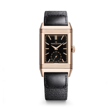 Jaeger-LeCoultre Reverso Tribute Monoface Small Seconds Black Dial Rose Gold Black Leather Strap