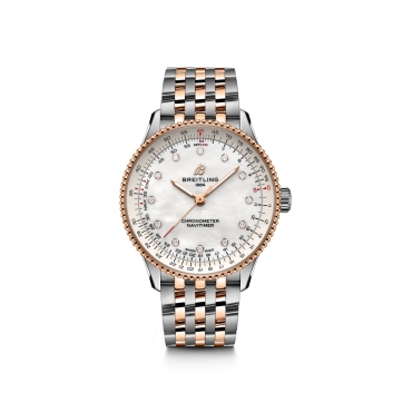 Breitling Navitimer Automatic 36 Mother of Pearl Dial with Diamonds Stainless Steel and Red Gold Bracelet
