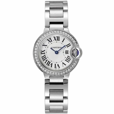 Ballon Bleu de Cartier Watch, 28 mm, Quartz Movement, Steel, Diamonds