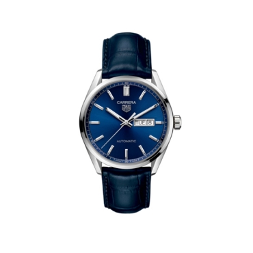 TAG Heuer Carrera Day-Date 41mm Blue Dial Steel Blue Leather Strap
