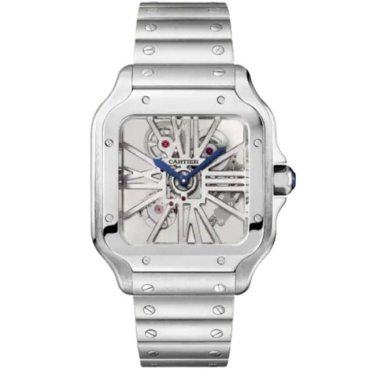 Santos de Cartier Watch, Large Model, Skeleton Dial, Stainless Steel